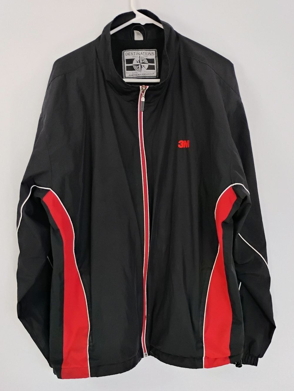 Vintage Destination American Identity Black Red Windbreaker 3M Logo - XL